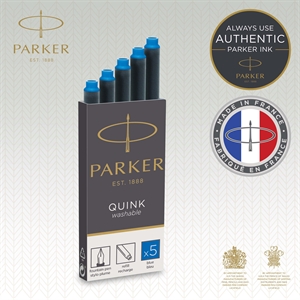 Recharges pour stylo plume Parker Long Washable bleu (5)